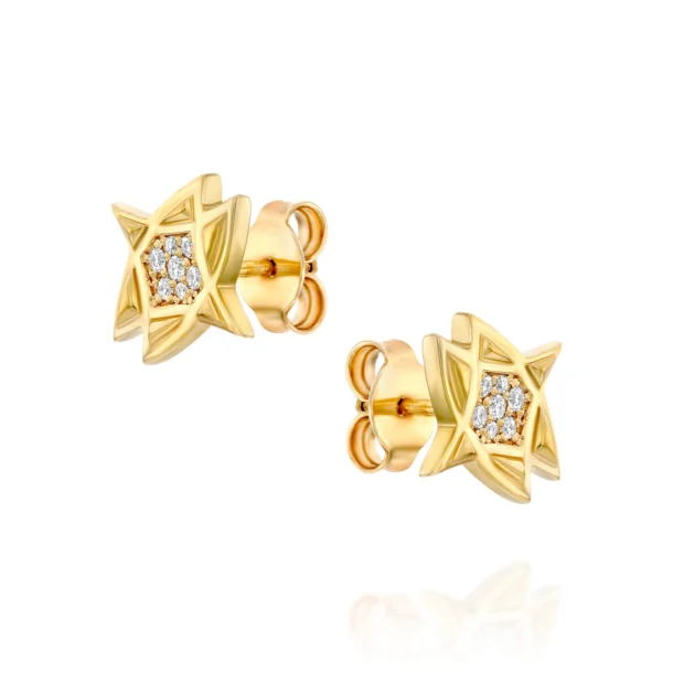 Star of David Earrings in gold with diamonds