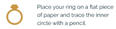 Step 1: place your ring on a flat piece of paper and trace the inner circle with a pencil